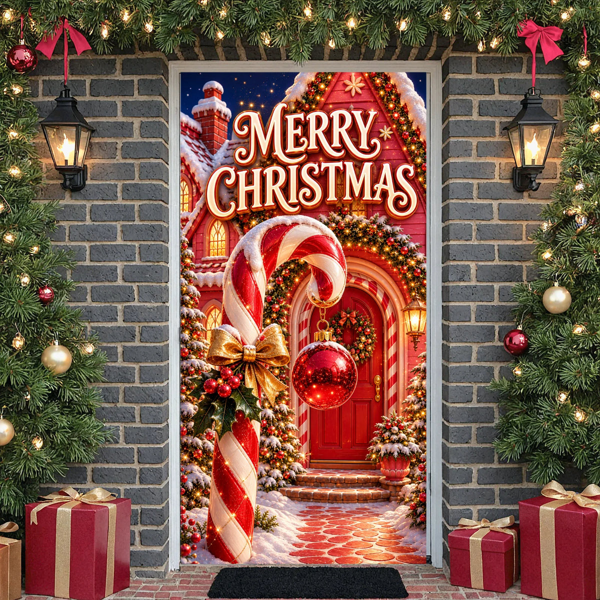 Merry Christmas Banner – Snowy Scene Festive Holiday Décor