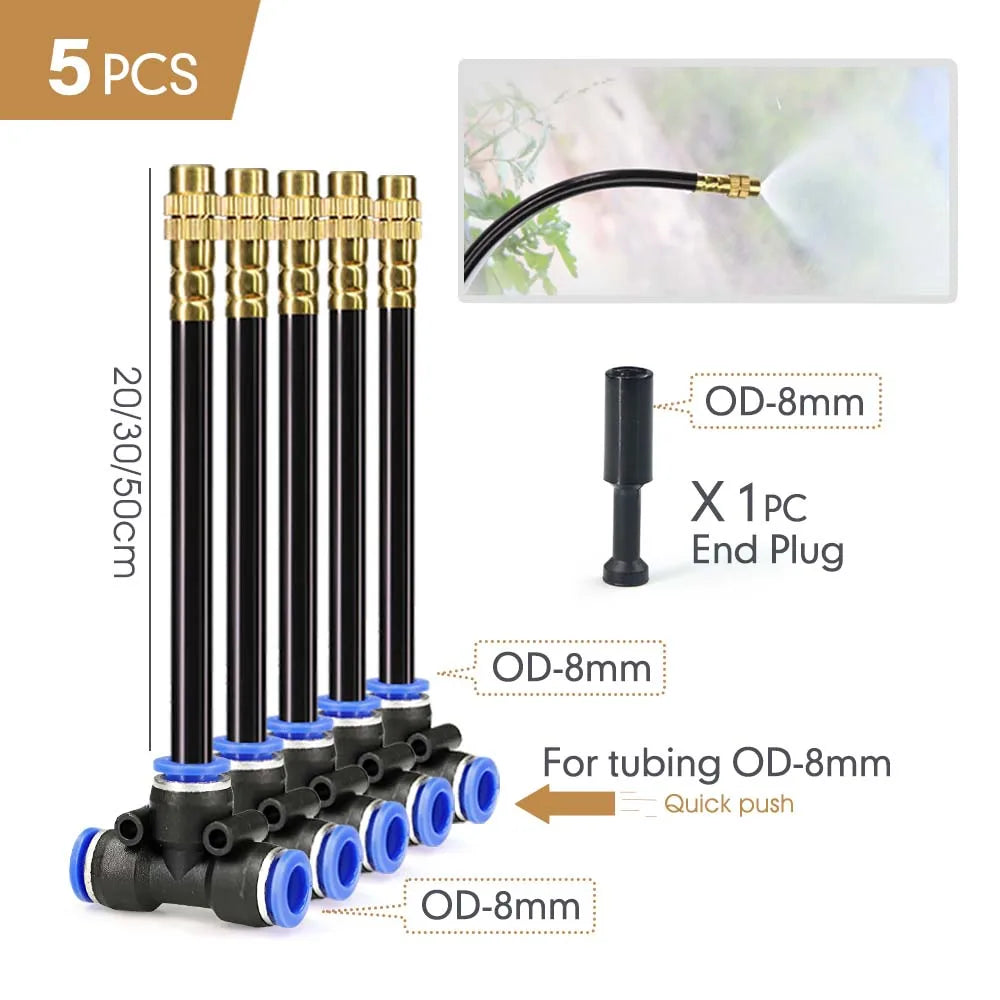 Flexible Brass Misting Nozzle Kit 20/30/50cm – DIY Cooling Spray