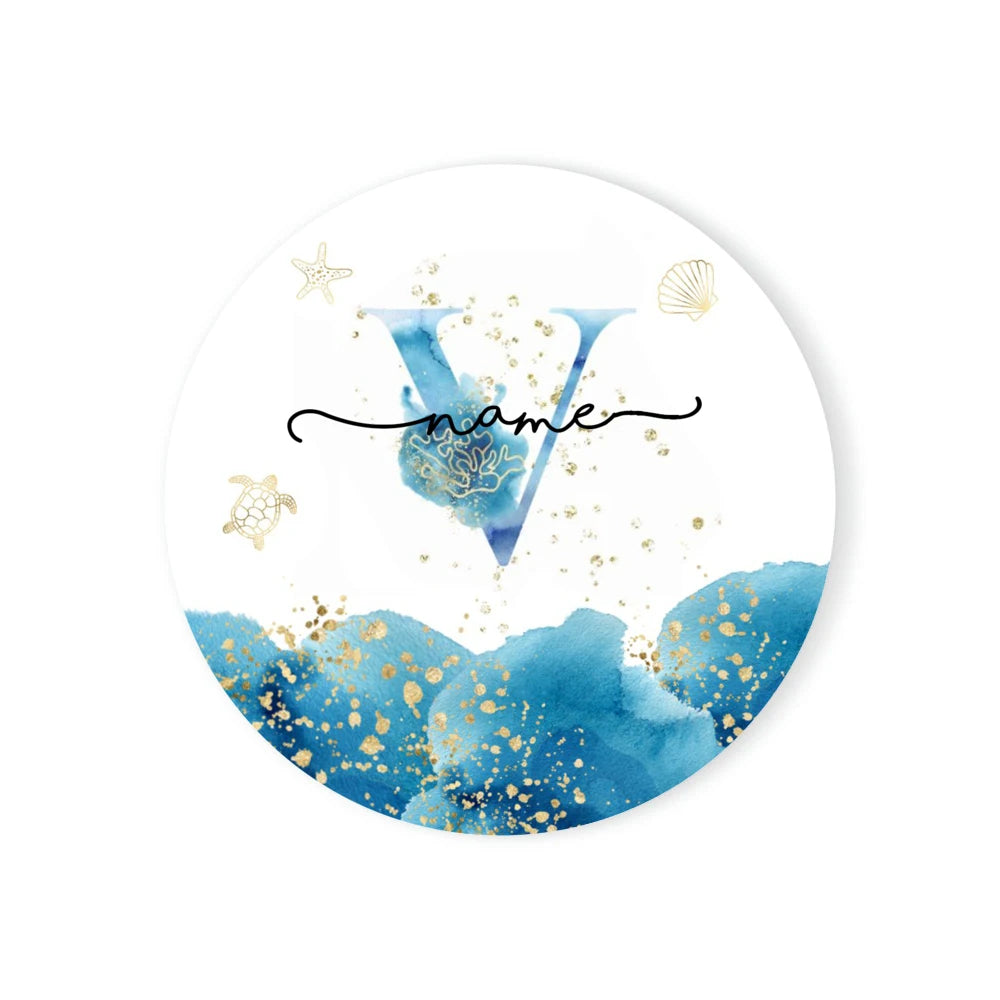 Personalized Ceramic Coaster – Custom Name & Ocean Design Gift