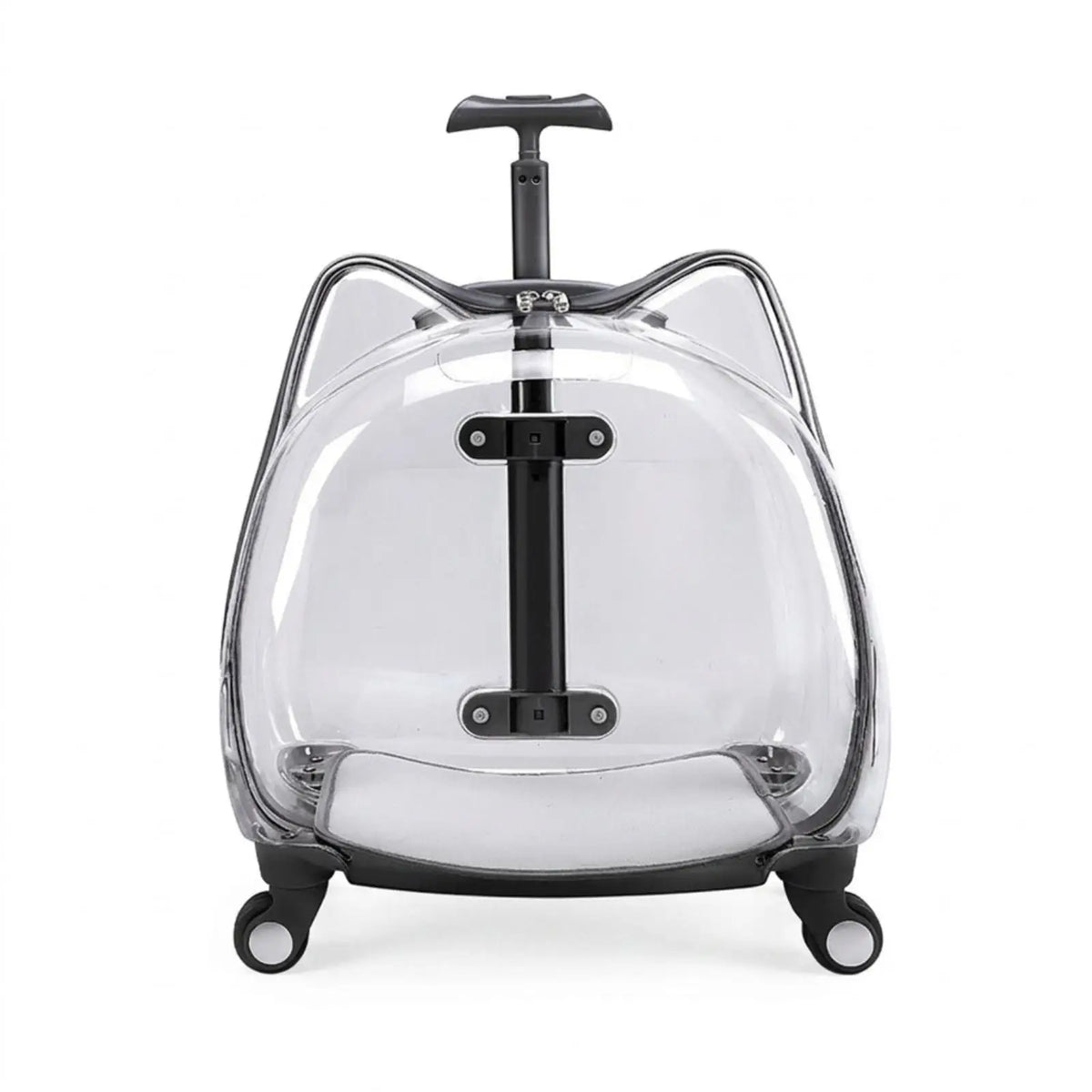 Wheeled Transparent Hard-Sided Pet Carrier Suitcase for Cats & Dogs