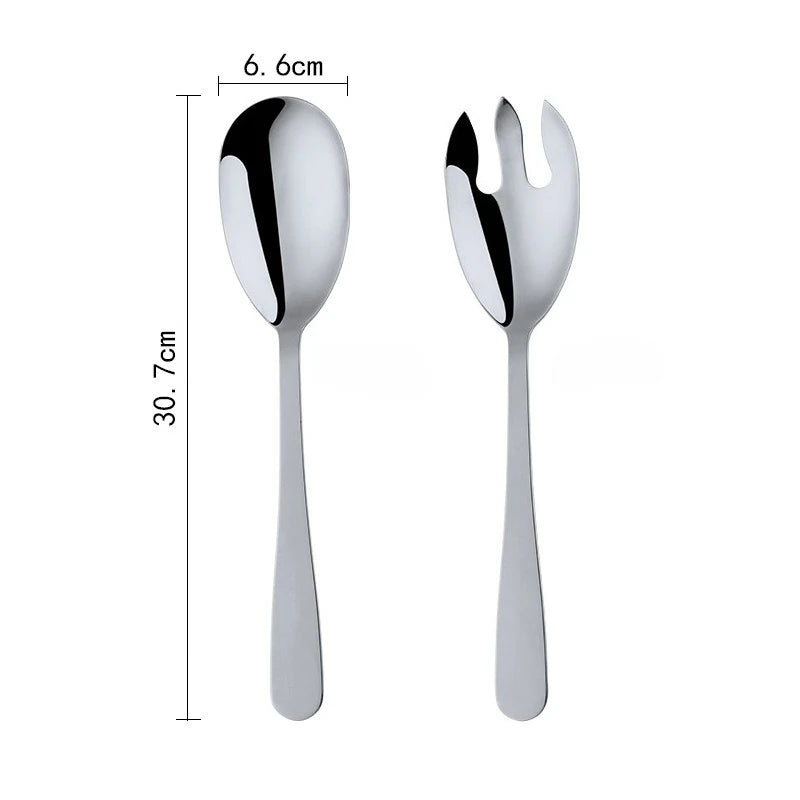 Gold Stainless Steel Salad Spoon & Fork Serving Set – 2 Piece