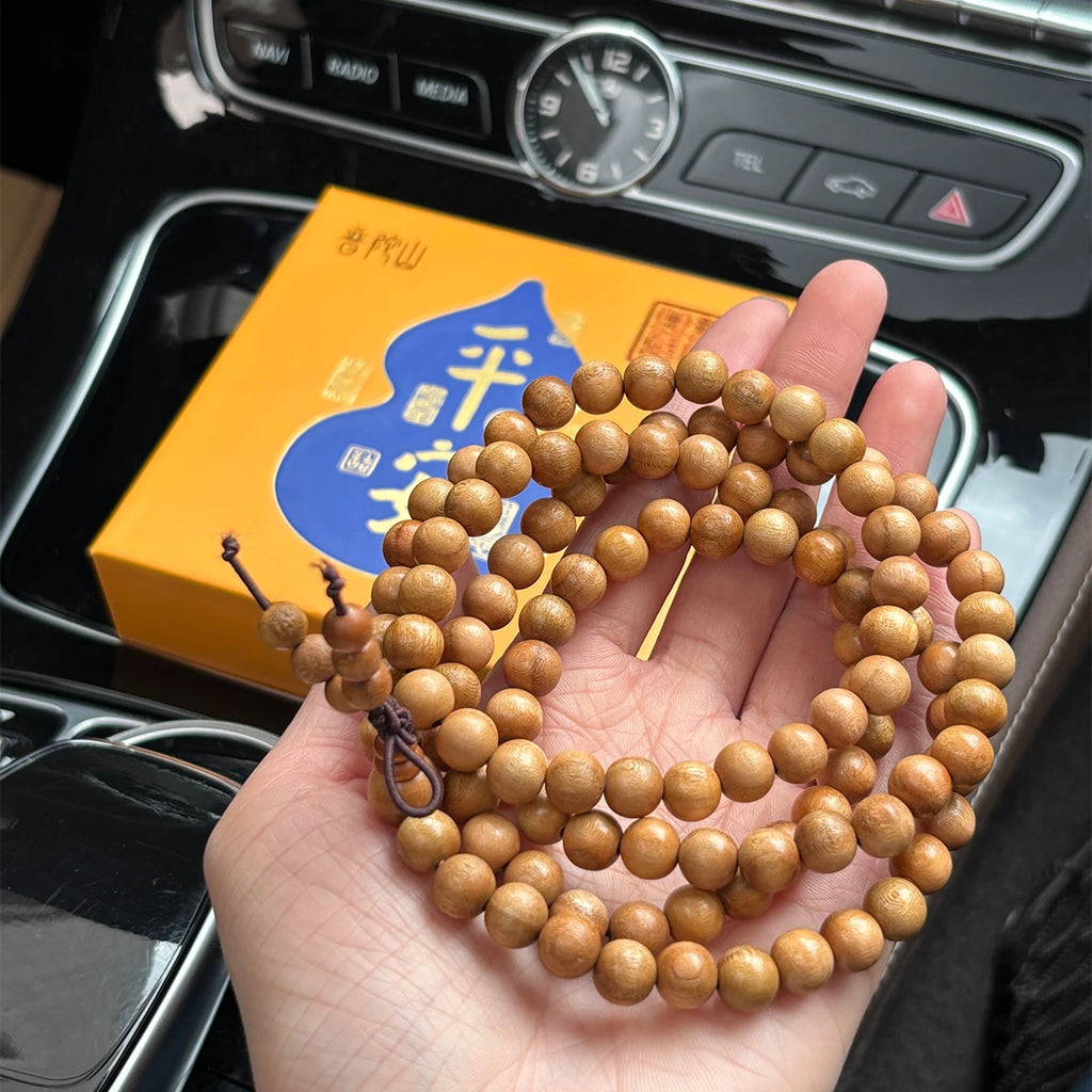 Natural Peach Wood 108 Beads Mala Bracelet | Unisex Spiritual Gift
