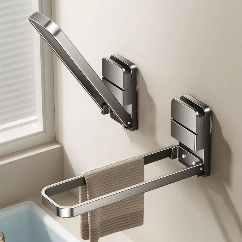 Foldable Suction Cup Towel Rack – No-Drill Bathroom Hanger