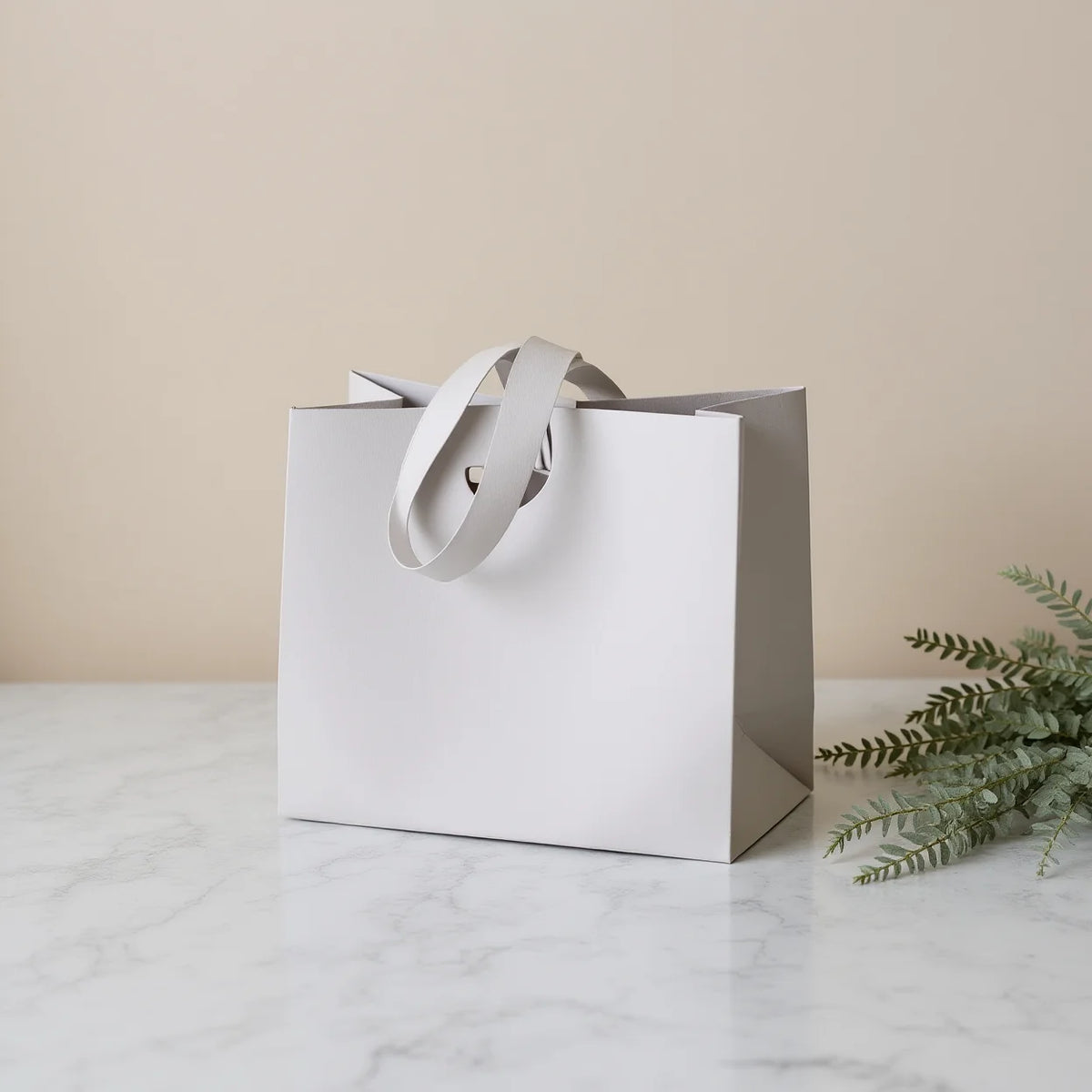 Solid Color Paper Gift Bag with Satin Ribbon Handle