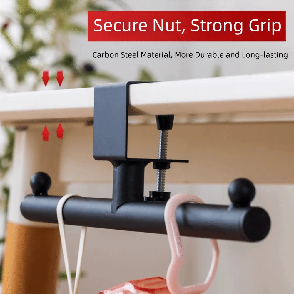 Adjustable No-Drill Desk Hook – Carbon Steel Backpack Holder