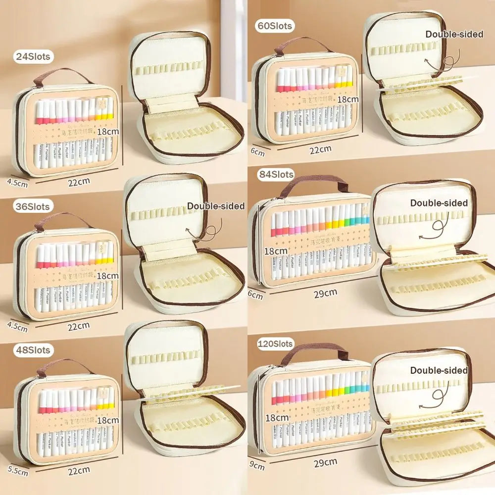 Marker Pen Storage Bag 24–120 Slots | Large Capacity Pencil Case