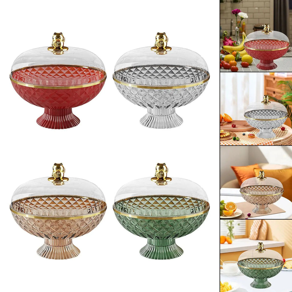 Kesoto Fruit Pedestal Bowl with Transparent Lid & Drain Base