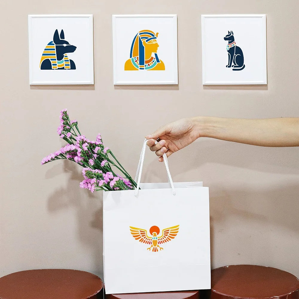 16-Piece Egyptian Stencil Set – Reusable 6x6" Painting Templates
