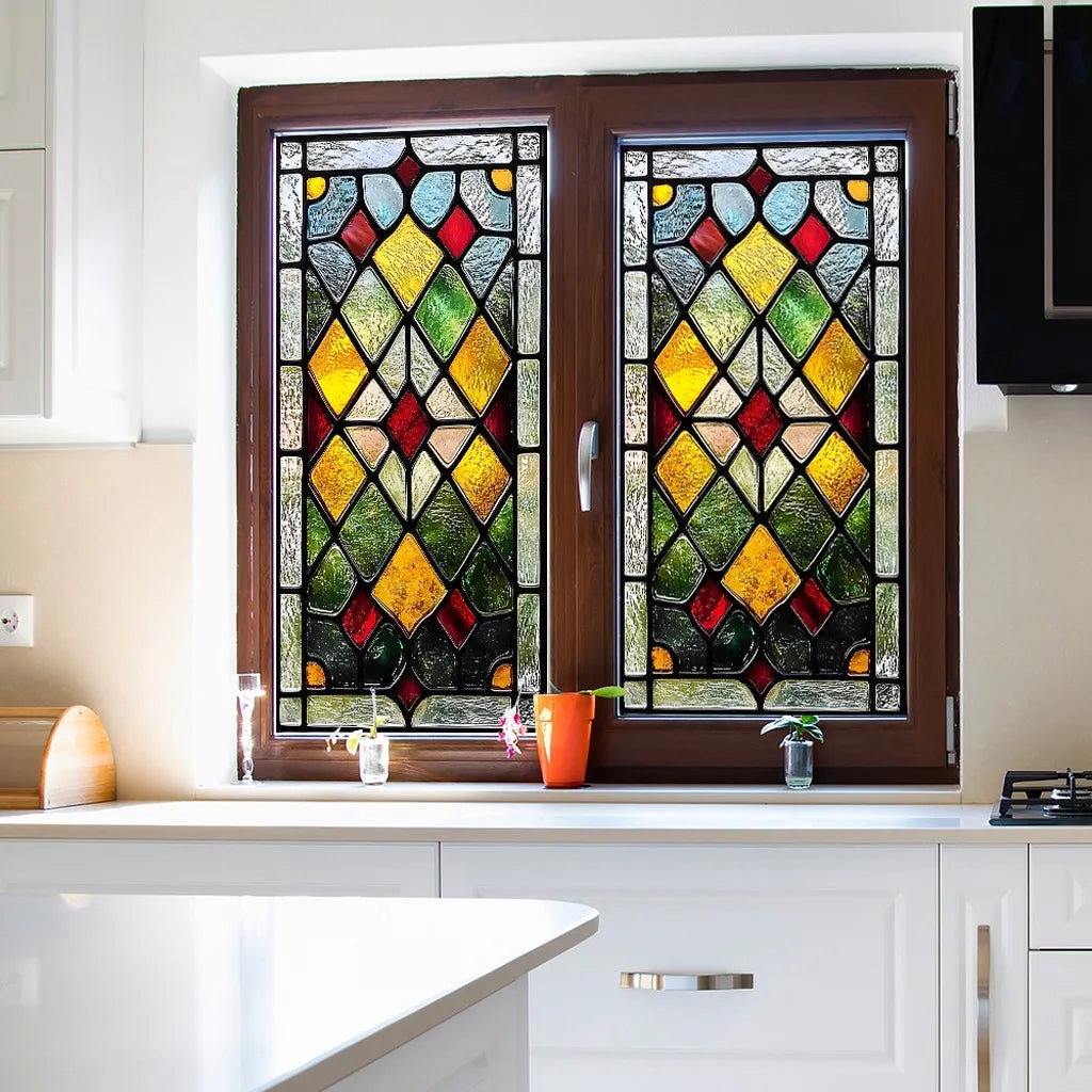 Vintage Check Static Cling Window Film – PVC Decorative Film