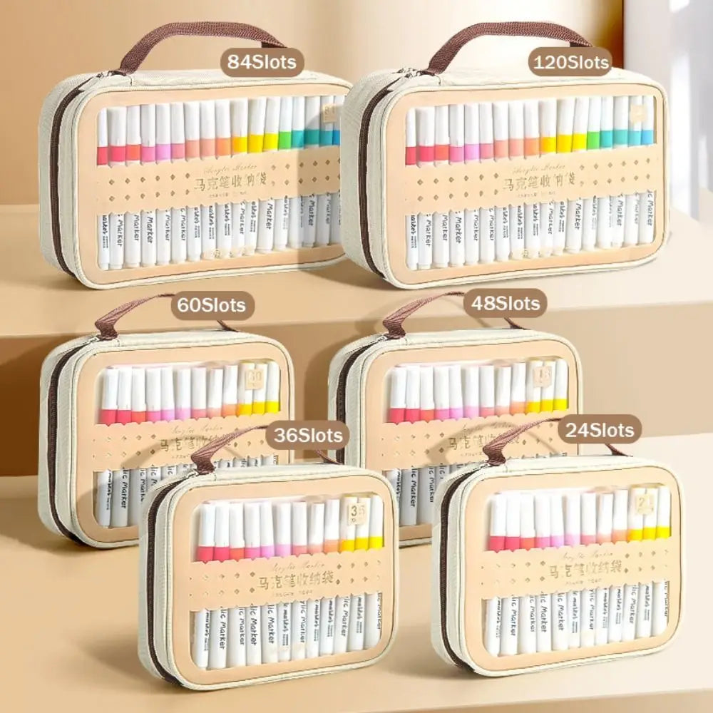 Marker Pen Storage Bag 24–120 Slots | Large Capacity Pencil Case