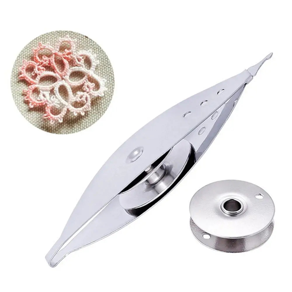 Metal Tatting Shuttle – Steel Bobbin for Lace & Crochet Crafts
