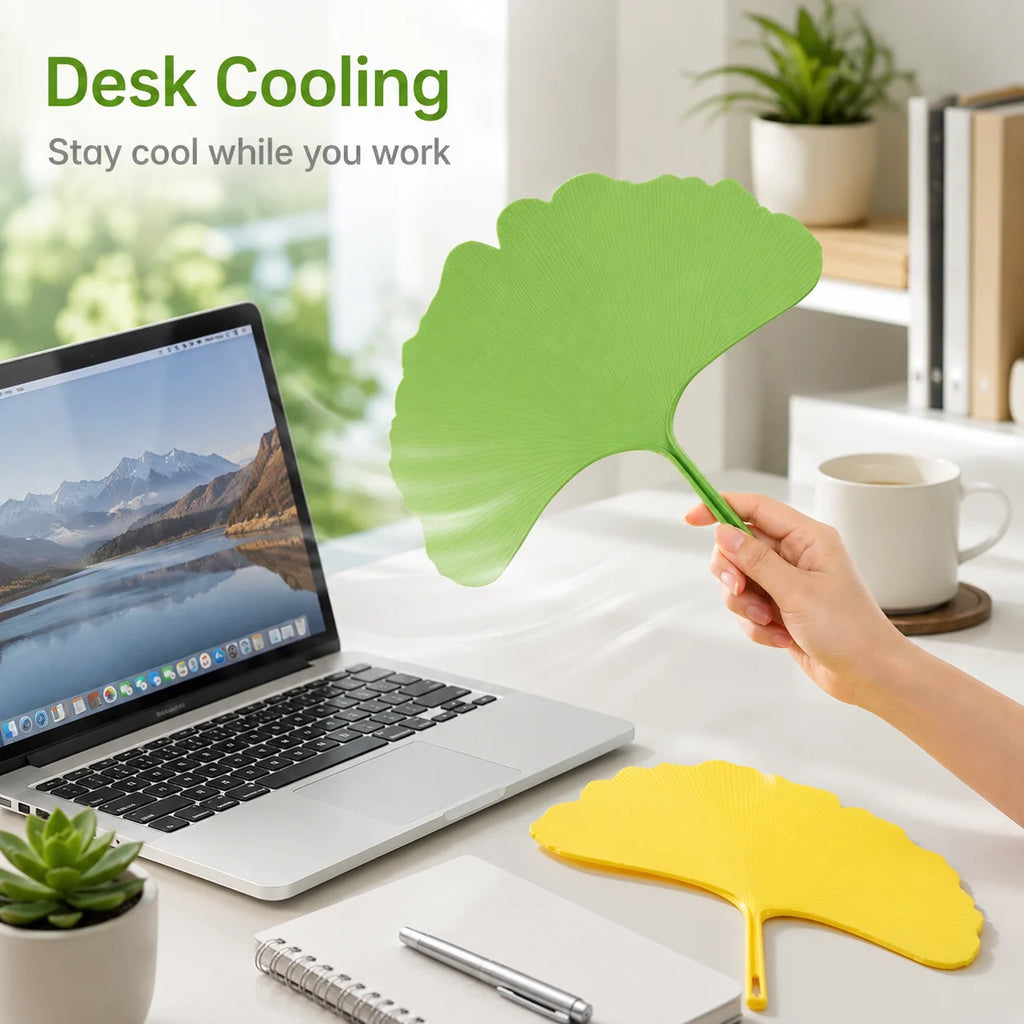 Ginkgo Leaf & Seashell Hand Fan – Ancient Style Portable Fan