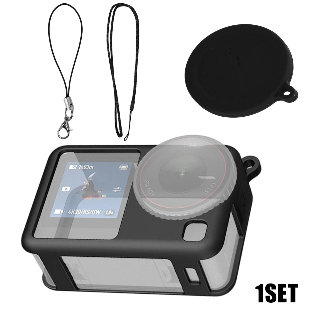 Silicone Case & Lens Cap with Lanyard for DJI OSMO Action 6