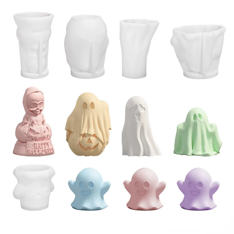 3D Halloween Silicone Molds – Ghost, Pumpkin & Skull DIY Set