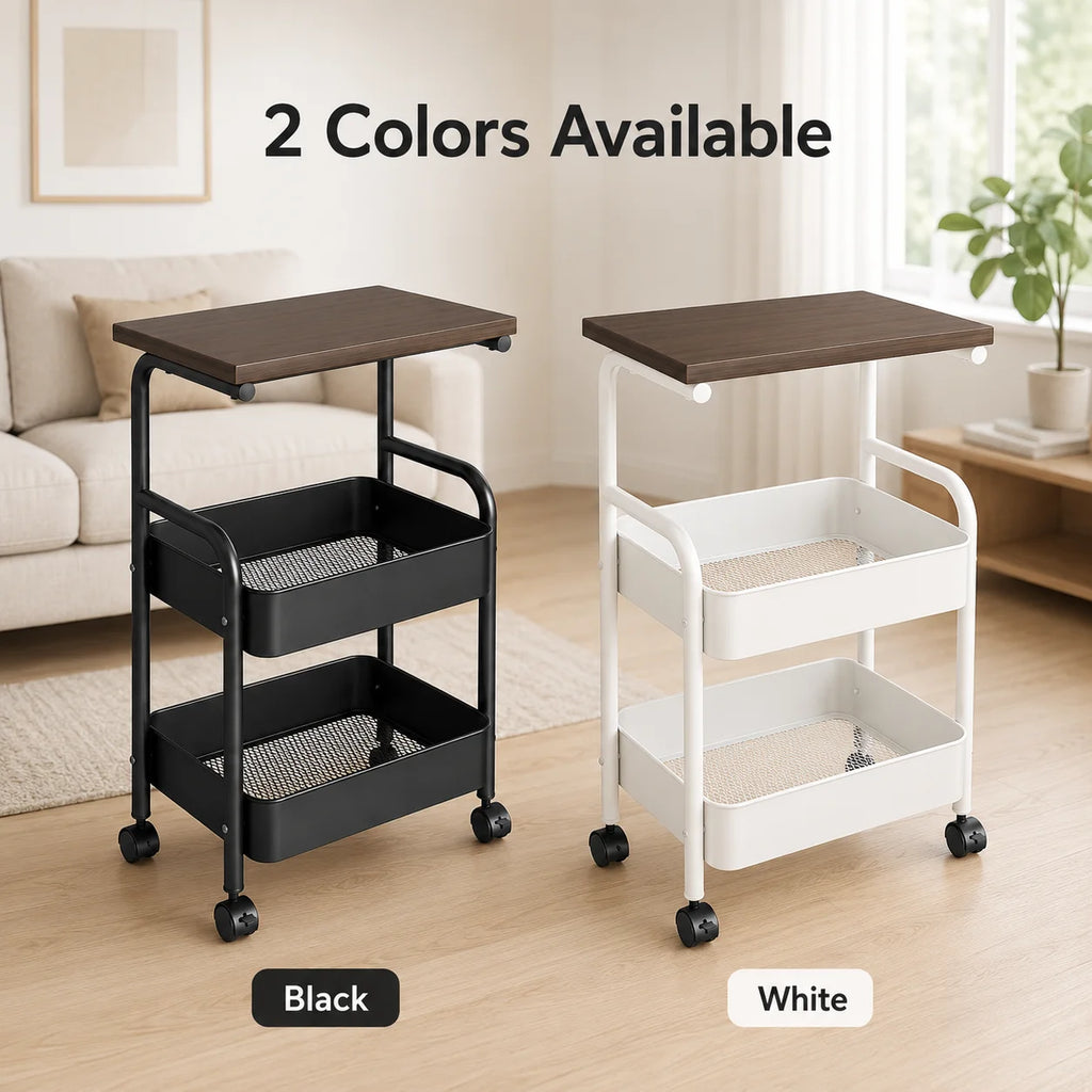 Multi-Layer Bedside Storage Shelf & Mobile Organizer Rack