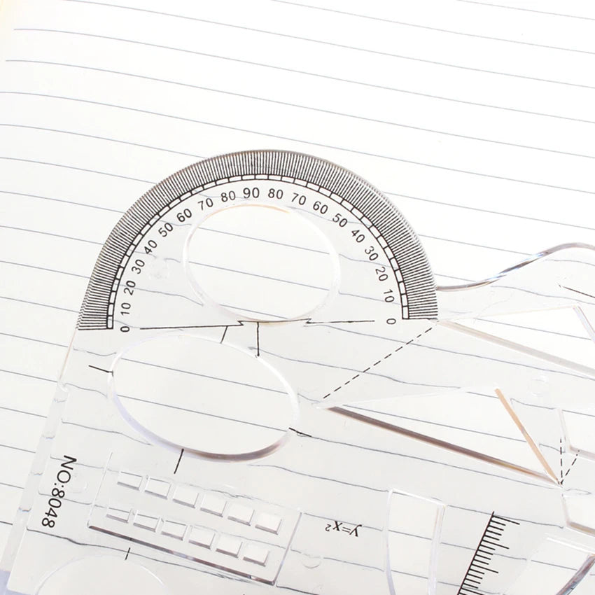 Multi-Function Geometry Template Ruler – Math Drawing Tool