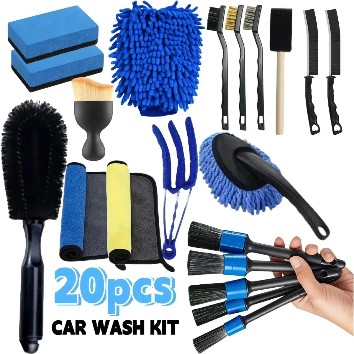 Car Interior Detail Cleaning Brush Set – 16/20 Piece Kit