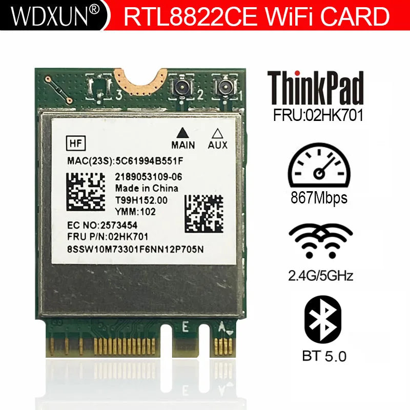 RTL8822CE Dual-Band WiFi 5 & Bluetooth 5.0 NGFF Card – Lenovo