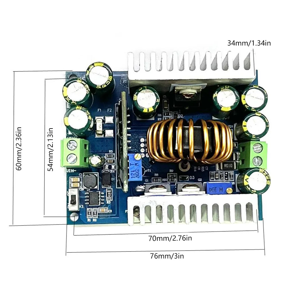 500W Buck Converter DC 12-95V to 1.5-90V 18A Adjustable Power Module