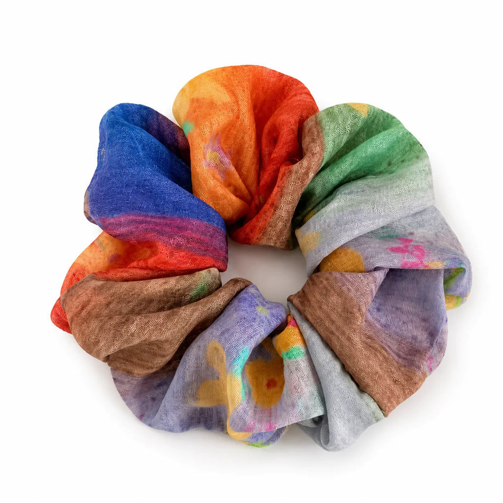 Bohemian Handmade Scrunchie Headband – Green Blue Yellow