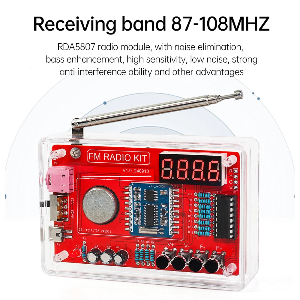 RDA5807 FM Radio DIY Soldering Kit – 87-108MHz School Kit