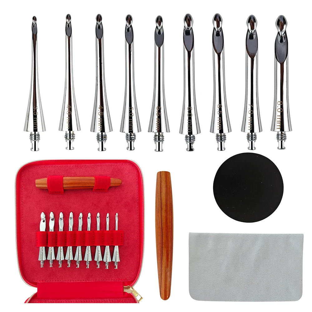 Interchangeable Aluminum Crochet Hook Set 3.5mm–8.0mm Ergonomic