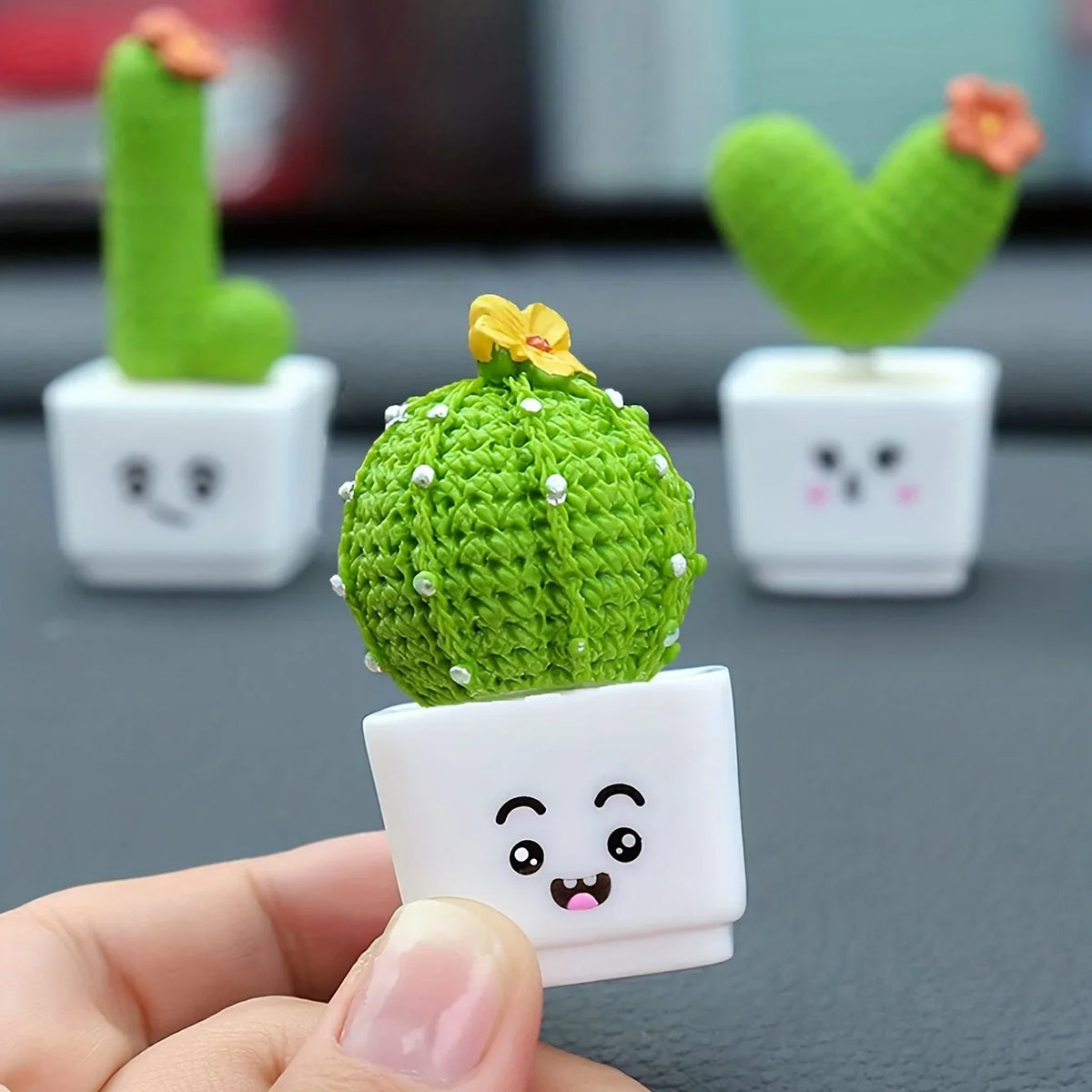 Resin Succulent Cactus Mini Plant Set of 4 – Home & Car Decor