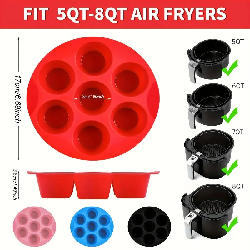 7-Hole Silicone Cake Mold – Non-Stick Air Fryer Baking Pan