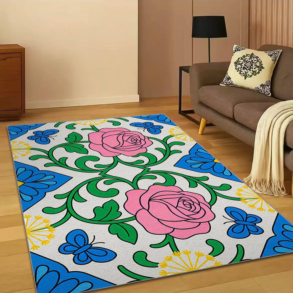 RAKKS Floral Tulip Non-Slip Washable Rug | Indoor Floor Mat