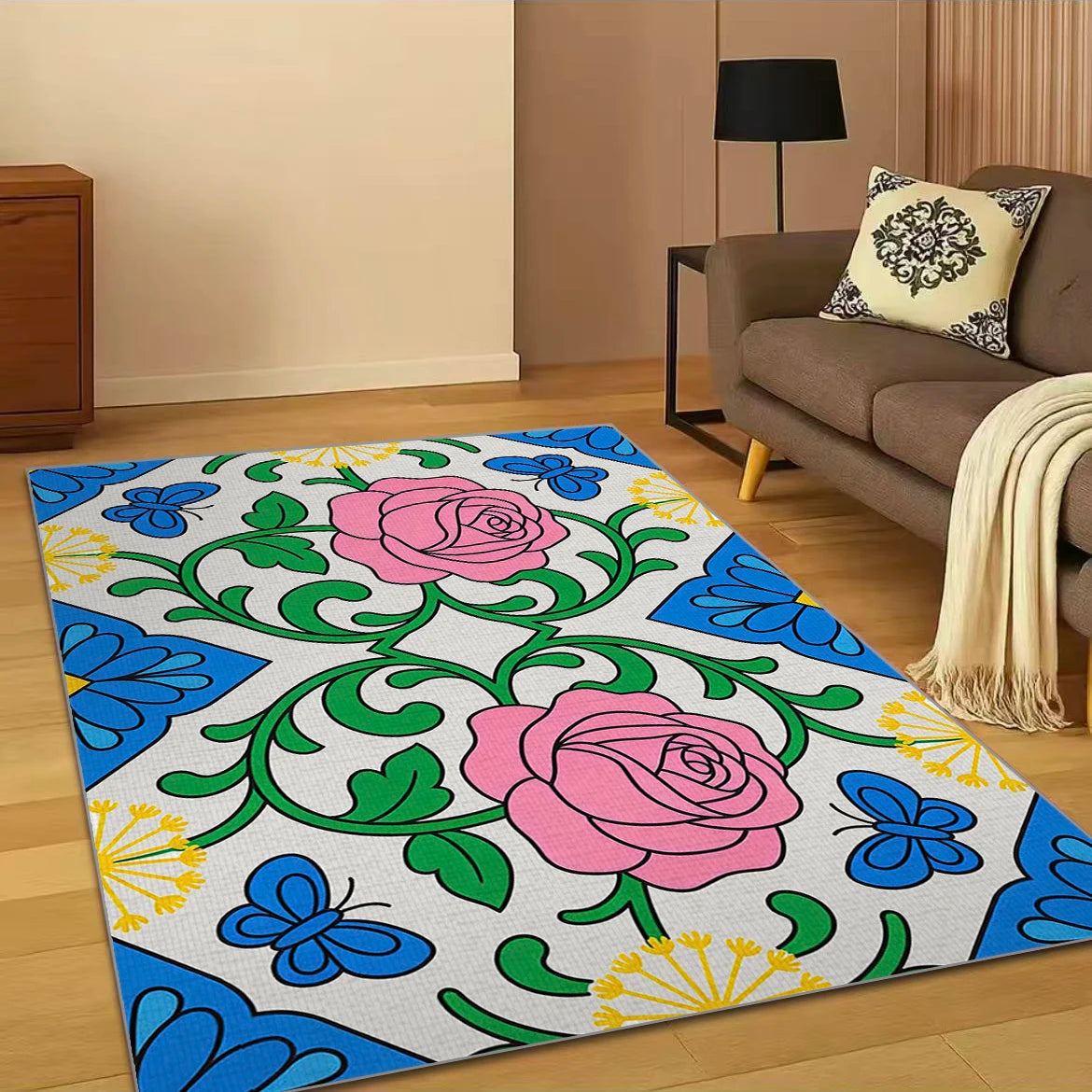 RAKKS Floral Tulip Non-Slip Washable Rug | Indoor Floor Mat