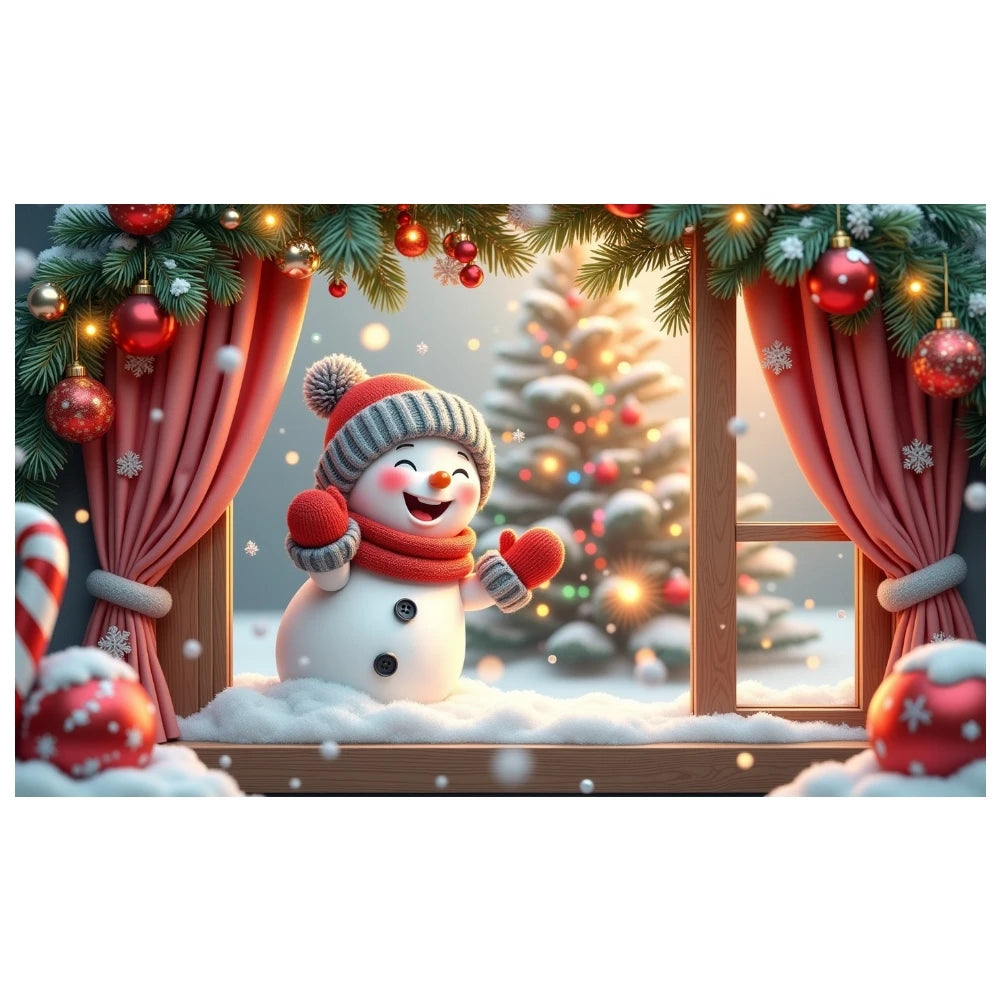 Snowman Christmas Banner Backdrop – Festive Holiday Décor 180×110cm