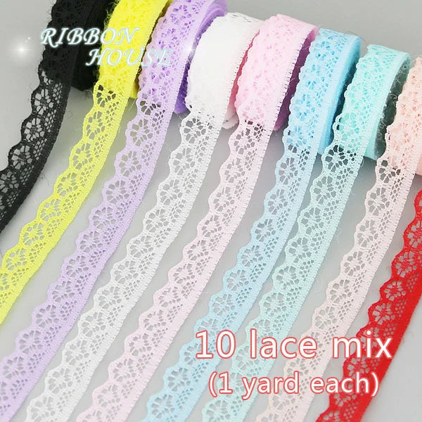 White Lace Ribbon Mix – 10 Styles 10 Yards | Craft & Gift