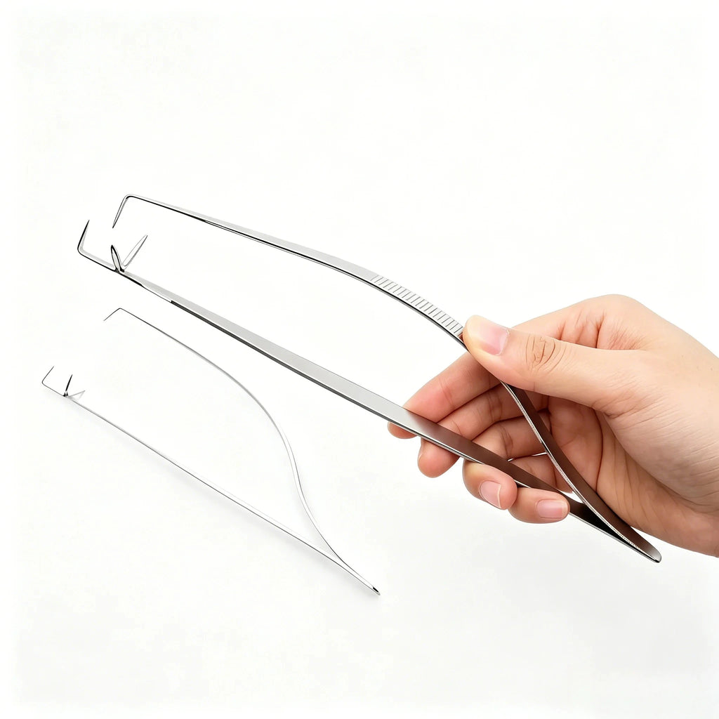 Stainless Steel Pottery Glazing Tweezers | Curved Tip Clamp