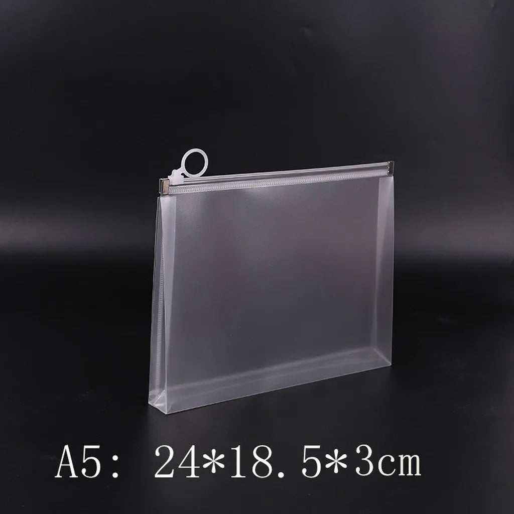 Stand-Up Frosted Zipper Pencil Bag & Document Organizer
