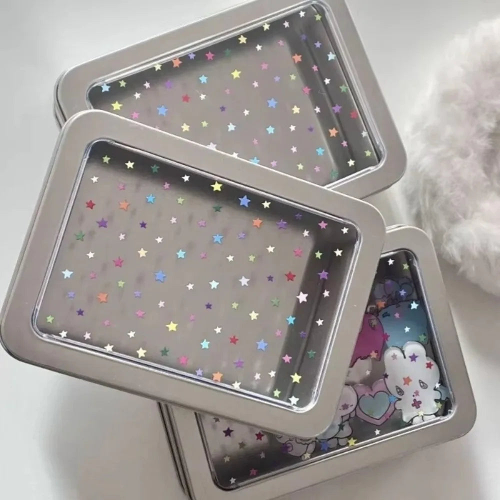 Tinplate Photocard Storage Box – Transparent Dustproof Cover