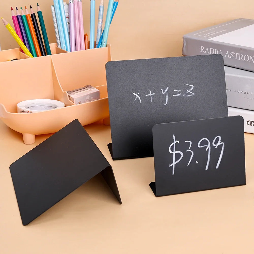 Mini Desktop Chalkboard Signs – L-Shaped PVC Table Cards