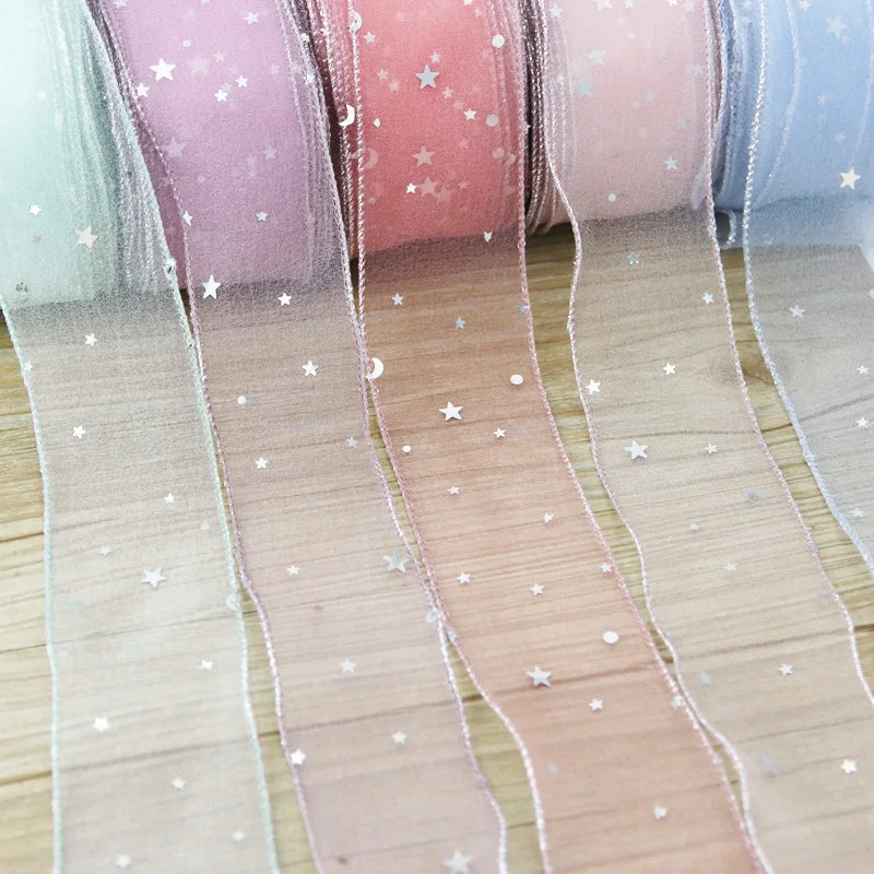 Stars Organza Ribbon 5 Yards 2" Wide | Hair Bows & Crafts