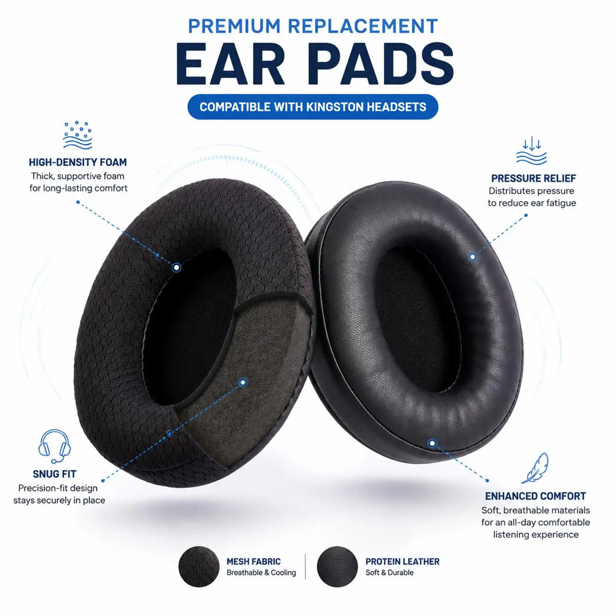 Foam Replacement Ear Pads for Kingston Headphones – 2 Pack