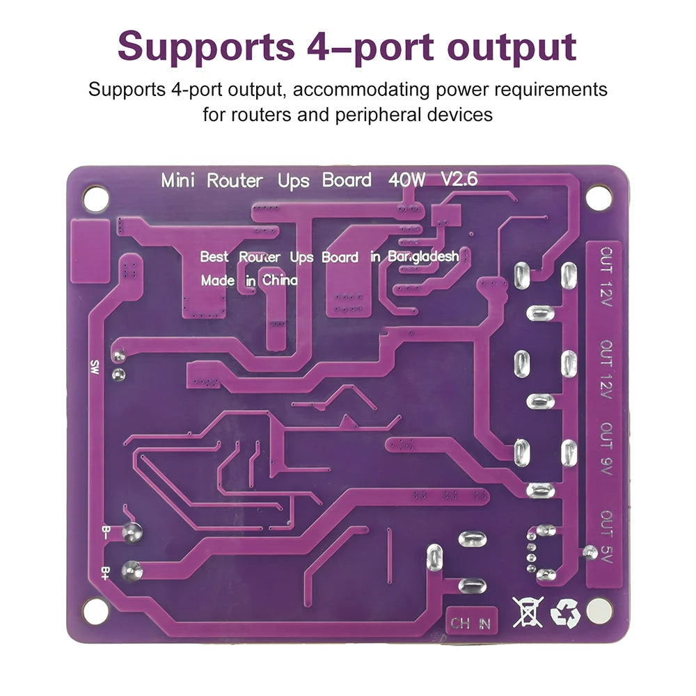 40W 4-Port Router UPS Board – 11.1V LiPo Power Module
