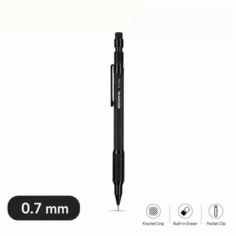 Metal Mechanical Pencil 0.5–1.3mm | Low Gravity, Built-in Eraser