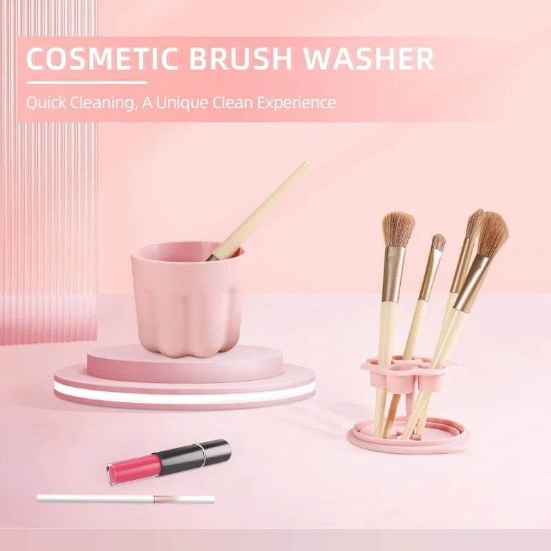 3-in-1 Silicone Makeup Brush Cleaner Mat & Drying Holder Kit