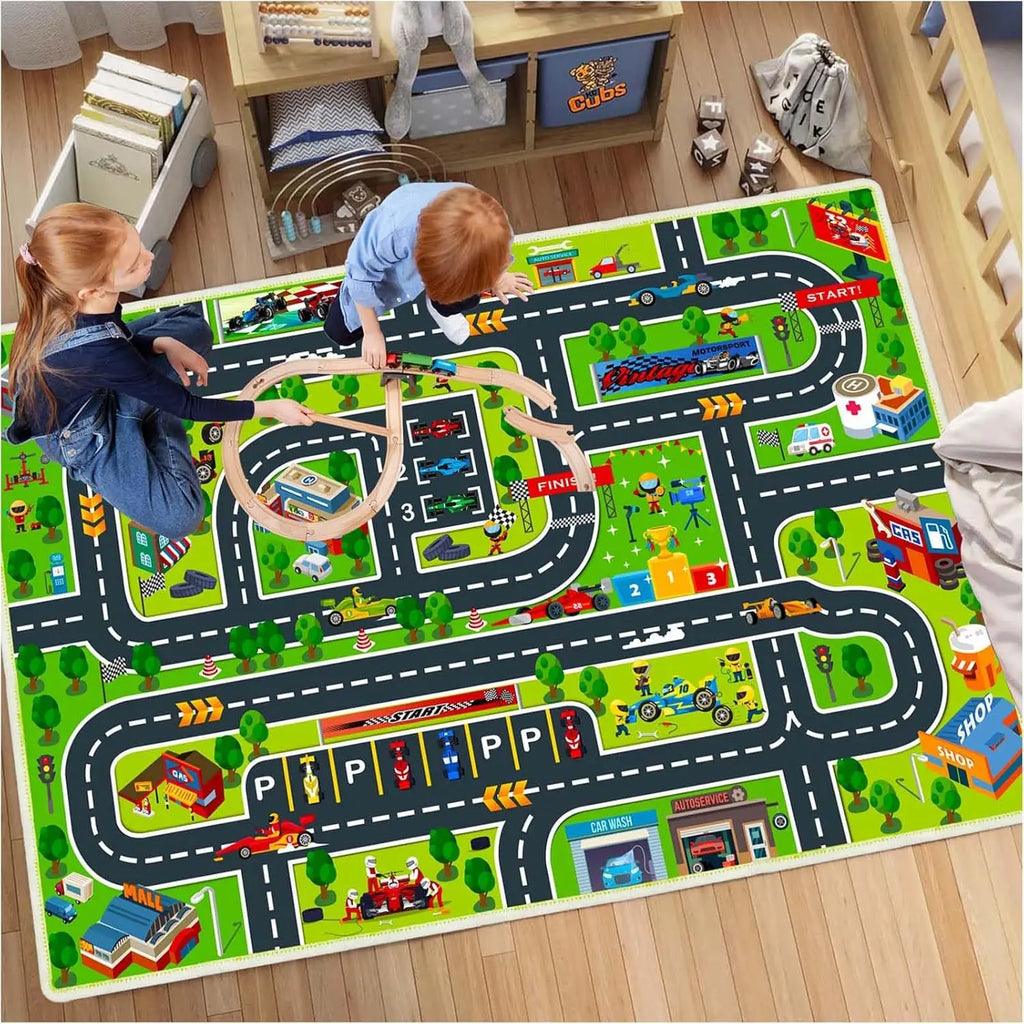 Kids Car Play Mat – City Traffic Rug, Non-Slip | 4 Sizes