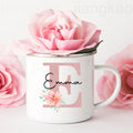 Personalized Initial Name Enamel Mug | Custom Gift for Her
