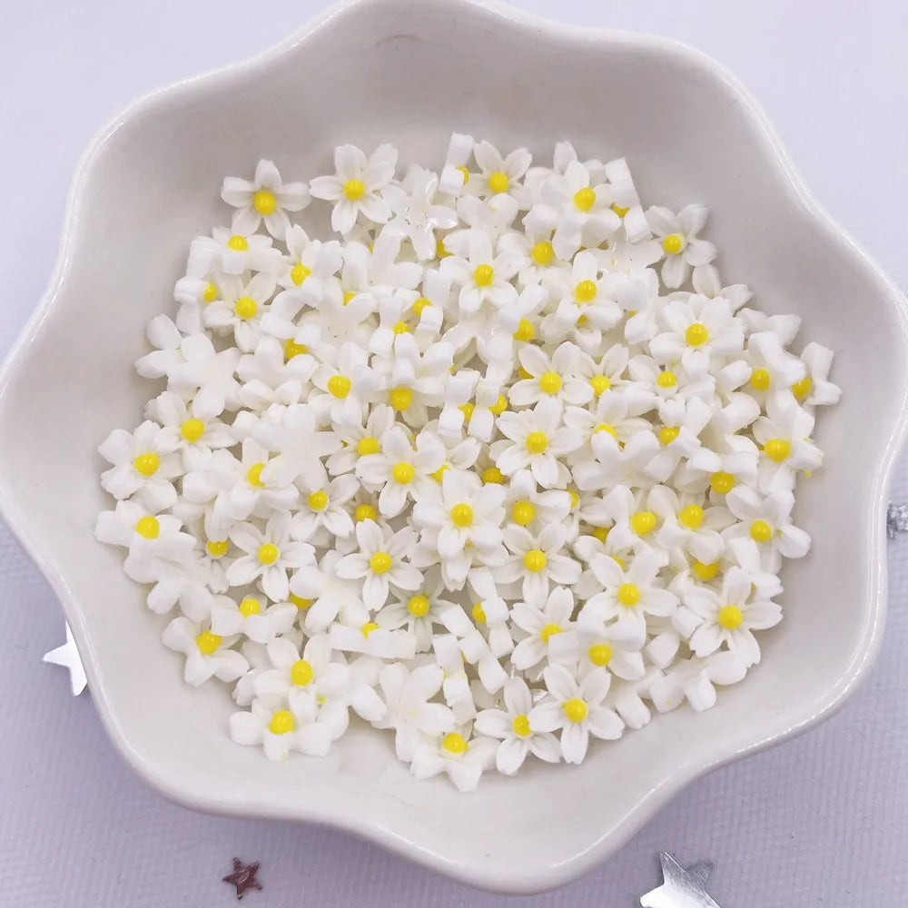 100Pcs 8mm 3D Resin Flower Flatback Gems – Nail & Craft Decor