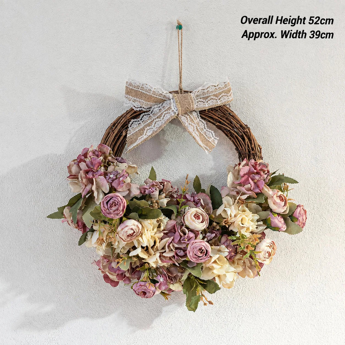 Rustic Hydrangea Rose Wall Wreath | Front Door & Wedding Decor