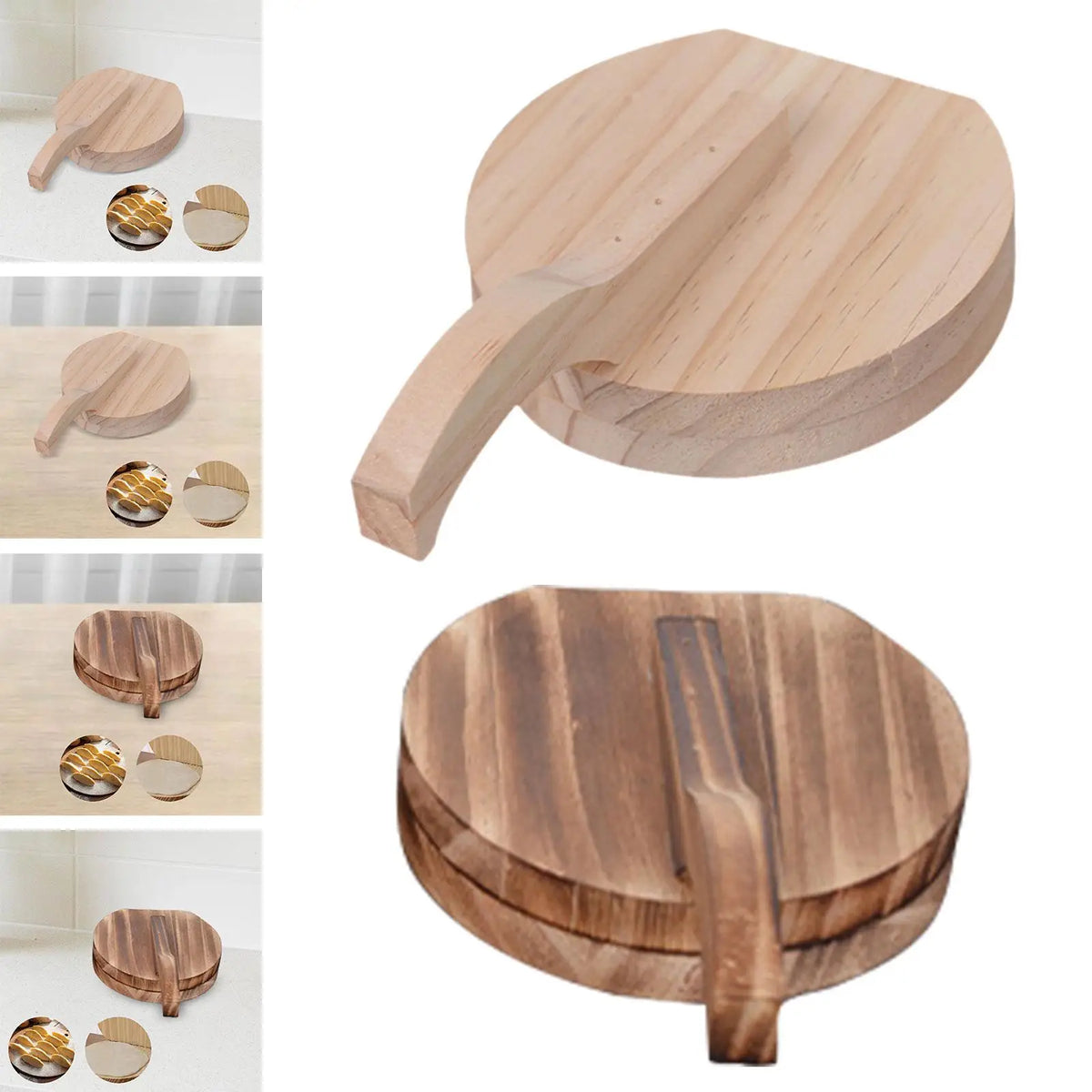 Wooden Dumpling Presser & Manual Tortilla Maker – 6.5"