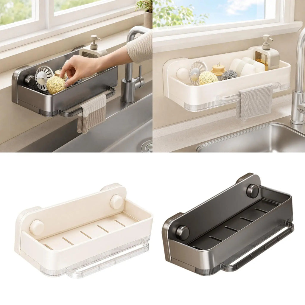 Wall Mounted Kitchen Sponge Holder with Draining Tray