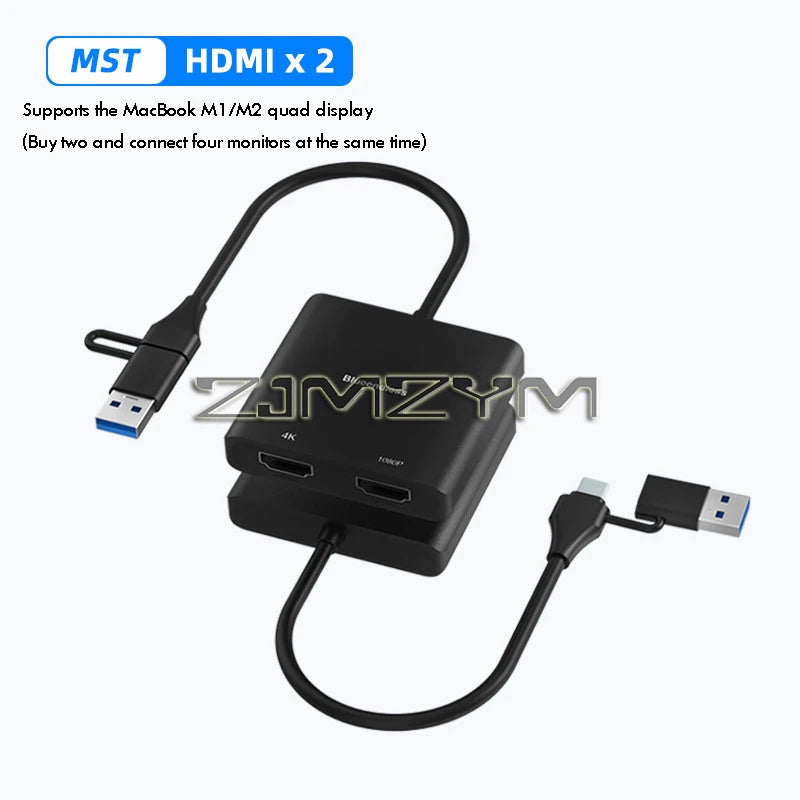 USB-C Dual HDMI 4K Docking Station Hub for M1/M2 Laptops