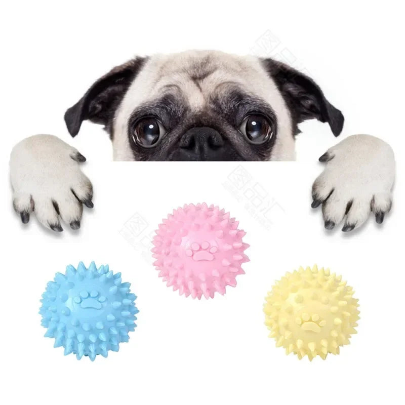 Spiky Rubber Dog Chew Toys – Bone & Ball Teething Set