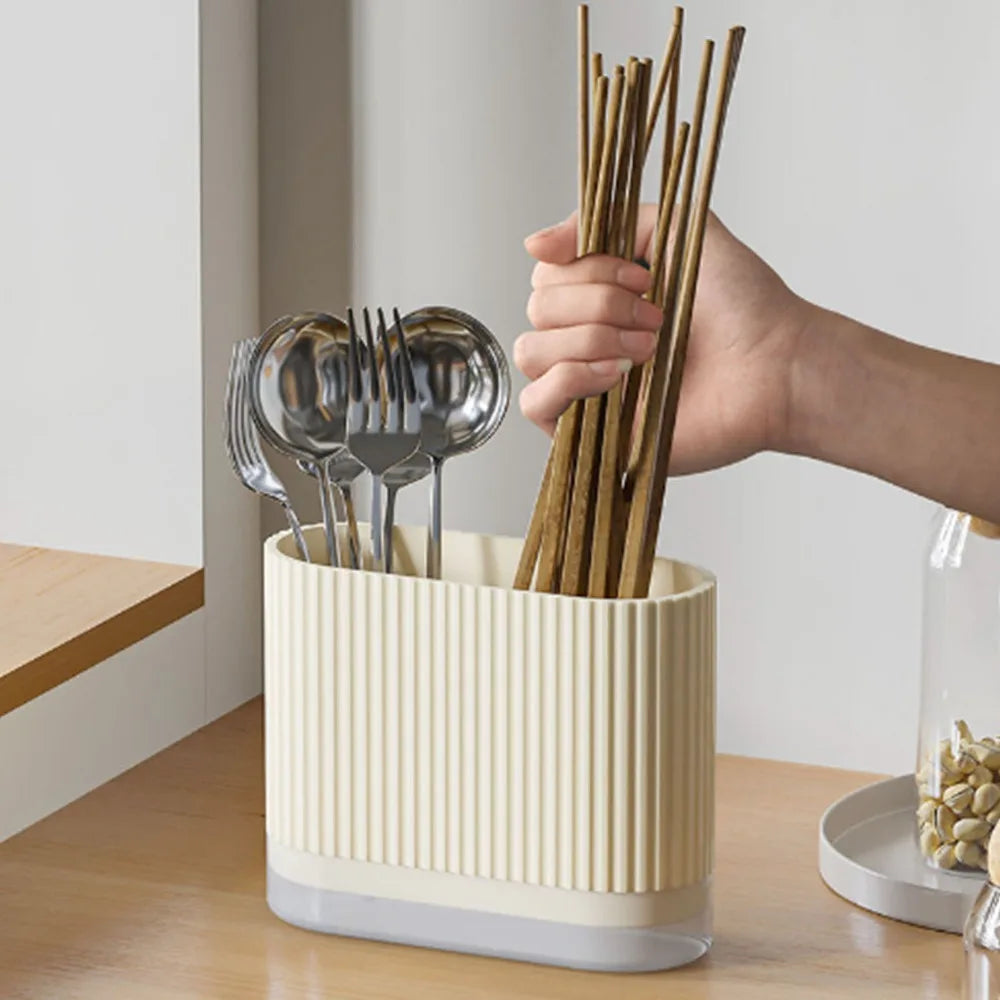 2-Pack Wall Mount Utensil Holder – 2-Compartment Cutlery Organizer